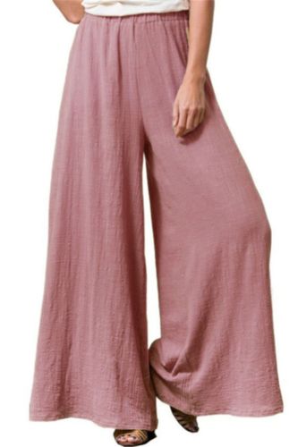 Summer Wide Leg Pants For Women Casual Elastic High Waist New Fashion Solid Color Loose Long Pants Pleated Pant Trousers Femme