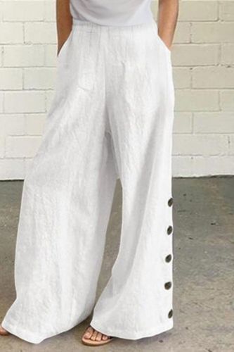 New Retro Loose Mid-Waist Cotton And Linen Pants