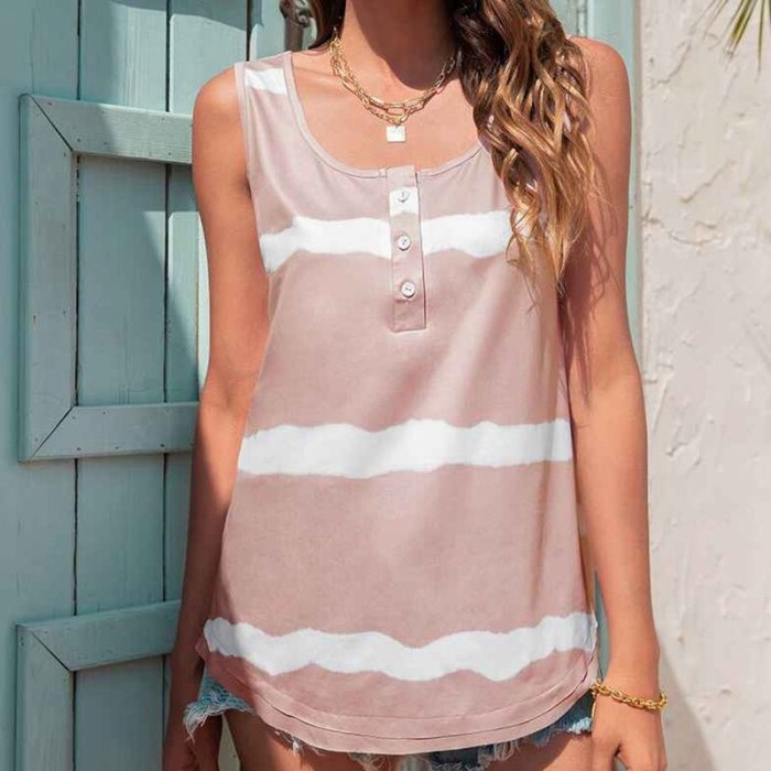 Summer Tie Dye Tank Top Women Sleeveless Casual Tops Female Workout Sporty Tees Beach Tunic Pullovers Vest