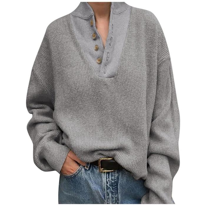 Fashion Pull Solid Color Leisure Stand Collar Knitwear