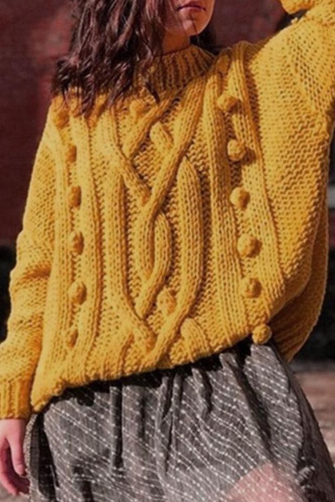 Women Oversize Thick Turtleneck Vintage Solid Knitwear