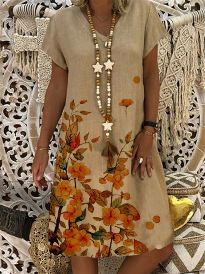 Women Summer Vintage Peacock V-neck Printed Dress Line Boho Casual Party Elegant Dresses 2021 Plus Sizes