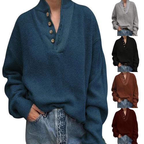 Fashion Pull Solid Color Leisure Stand Collar Knitwear