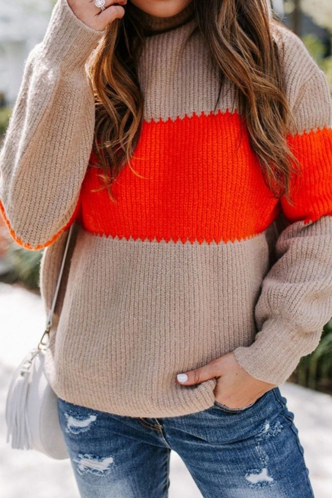 Women Knitted Striped Sweater Winter Long Sleeve Patchwork Sweaters and Pullovers Loose Jumpers Tops Sueter Mujer Invierno