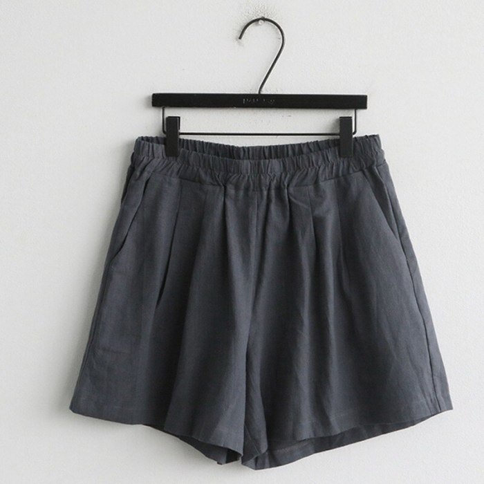 Summer Plus Size Solid Color Elastic Waist Shorts