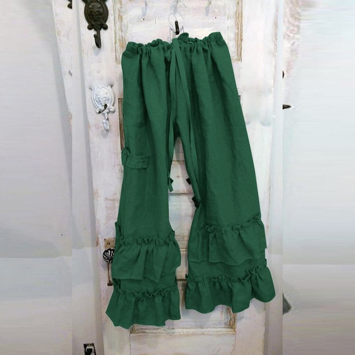Women Plus Size Solid Cotton Linen Folds Casual Pants