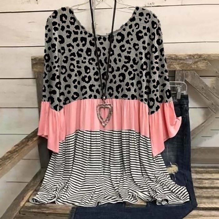 Loose Round Neck Blouses Women 2021 Summer Leopard Shirt 3xl Plus Size Tops Ladies O Neck Shirts Casual Tunic Blusa Feminina