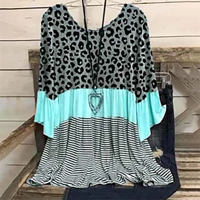 Loose Round Neck Blouses Women 2021 Summer Leopard Shirt 3xl Plus Size Tops Ladies O Neck Shirts Casual Tunic Blusa Feminina