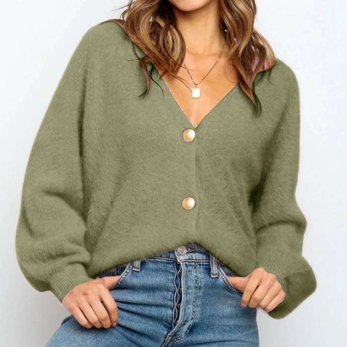 Spring Autumn Button Cardigans Sweater Tops For Women Long Sleeve V-neck Knitted Jumper Femme Pull
