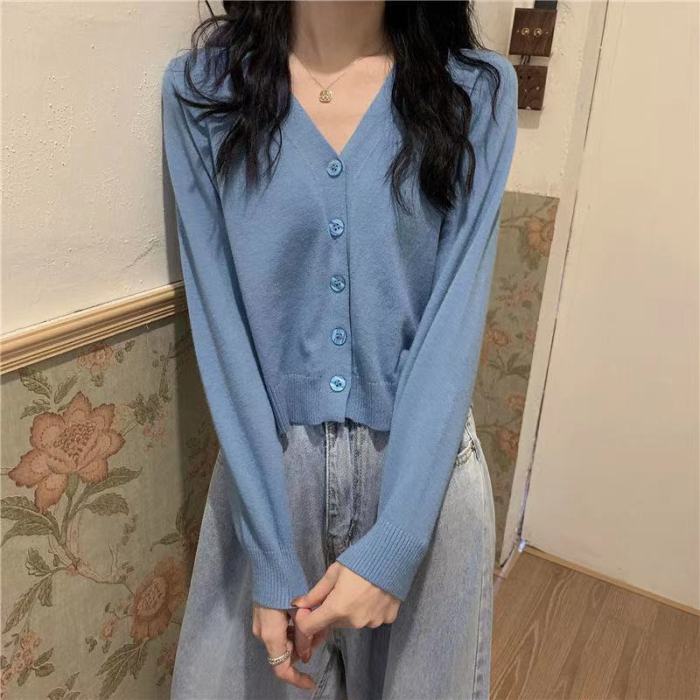 Women Knitted V neck Casual Knitwear