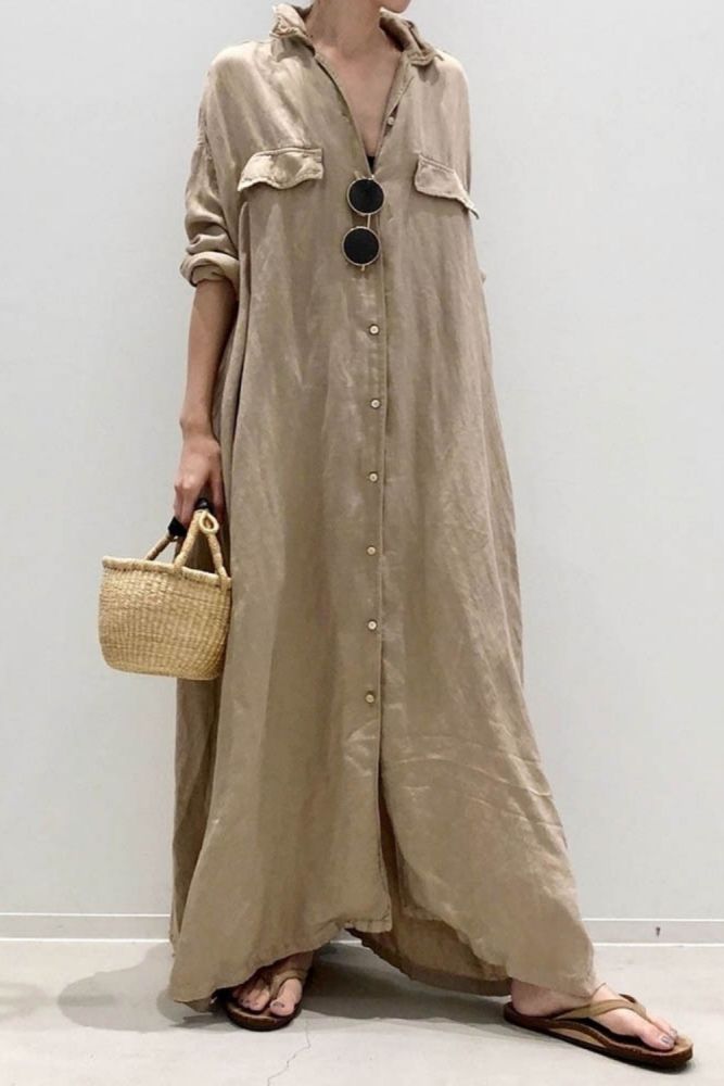 Dress Long Shirt Style Single-breasted Slim Lapel Women Fashion Solid Color All Match Loose Casual Japanese Female 2021 New