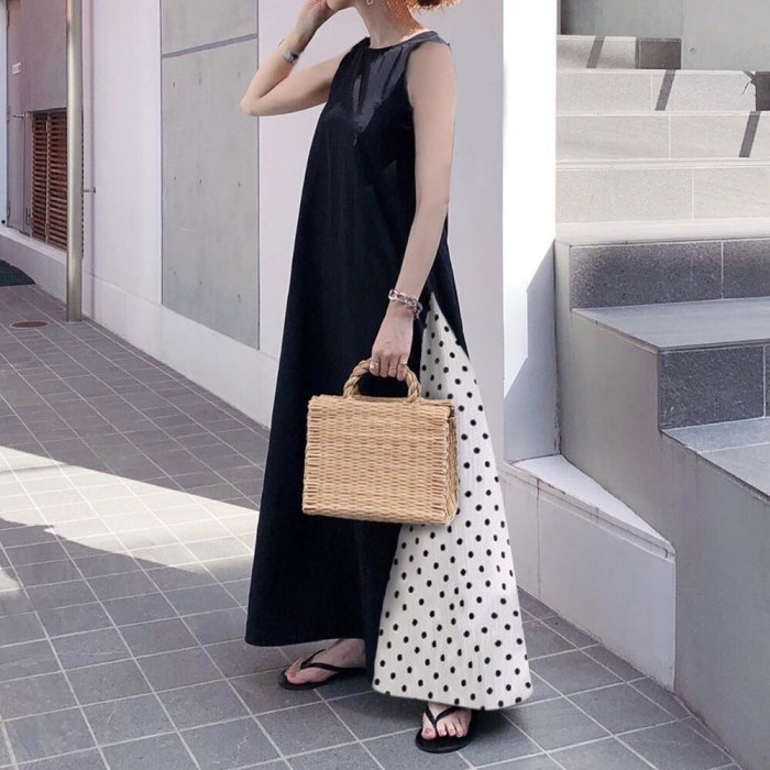 Dress 2021 New Korea Style Sleeveless Loose Polka Dots Pattern Ankle-Length A-Line Single Pullover Long Suit Summer Office Lady