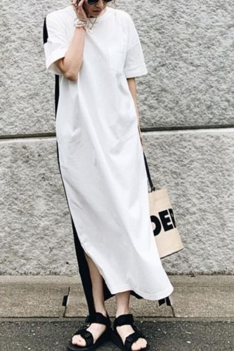 Pullover Ankle-Length Short Sleeve Maxi Dress