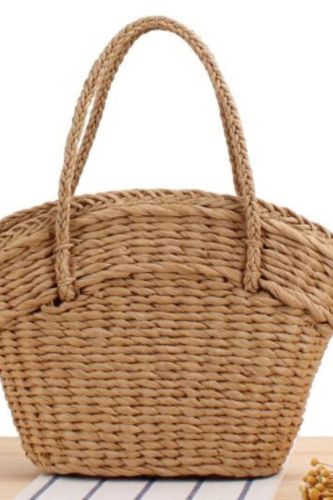 New Mori Series Ins One-Shoulder Straw Woven Bag Simple Hand-Carried Woven Bag Beach Vacation Leisure Female Bag