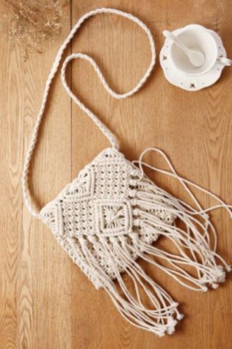 Simple Tassel Messenger Straw Woven Bag Korean Retro One-Shoulder Cotton Woven Bag Summer Beach Bag