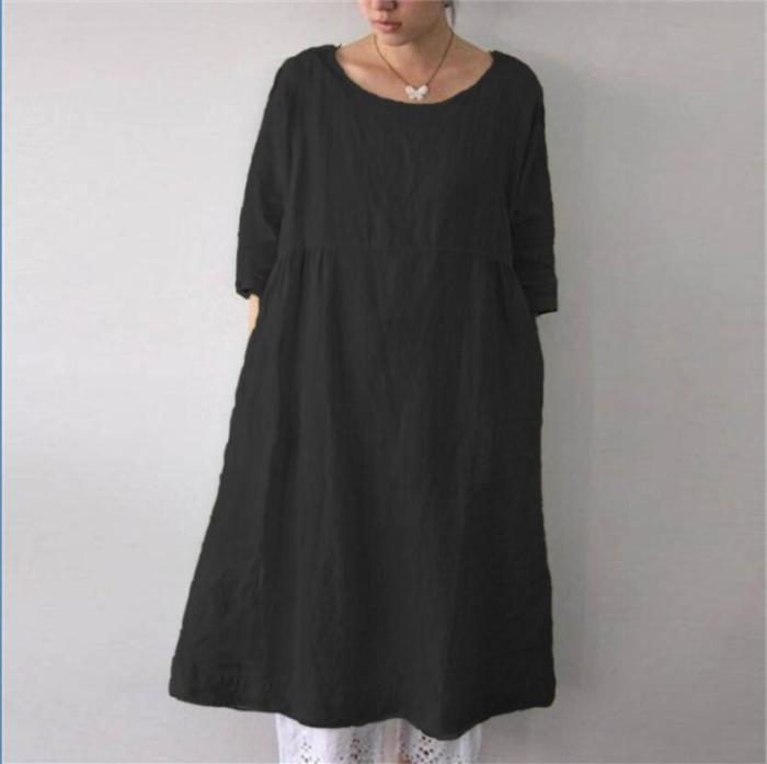 2021 Comfortable O-Neck Ladies Dress Leisure Wear Short Sleeve Loose Casual Pajamas For Women