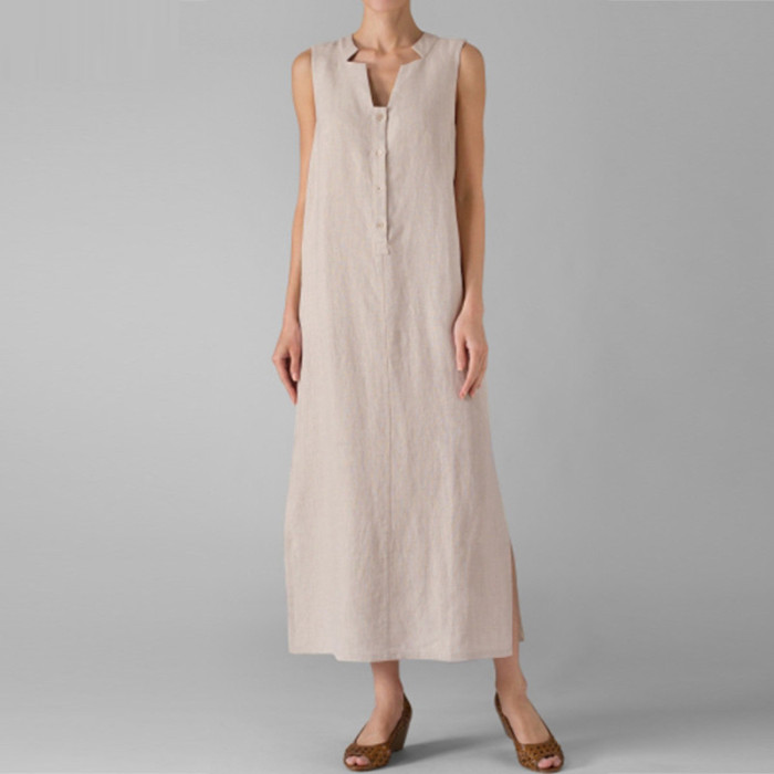 Cotton White Summer Sexy V-neck Neck Sleeveless Loose Dress 5XL Plus Size Loose casual Maxi Long Beach Vintage Dresses