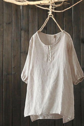 Women's Leisure Solid Color Loose Cotton Irregular Tops