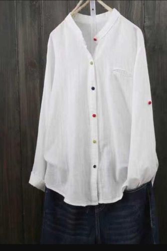Plus Size White Blouse Cotton Linen V Neck Long Sleeve Womens Tops And Blouses Autumn Ladies Shirts 5xl Tunic Blusa
