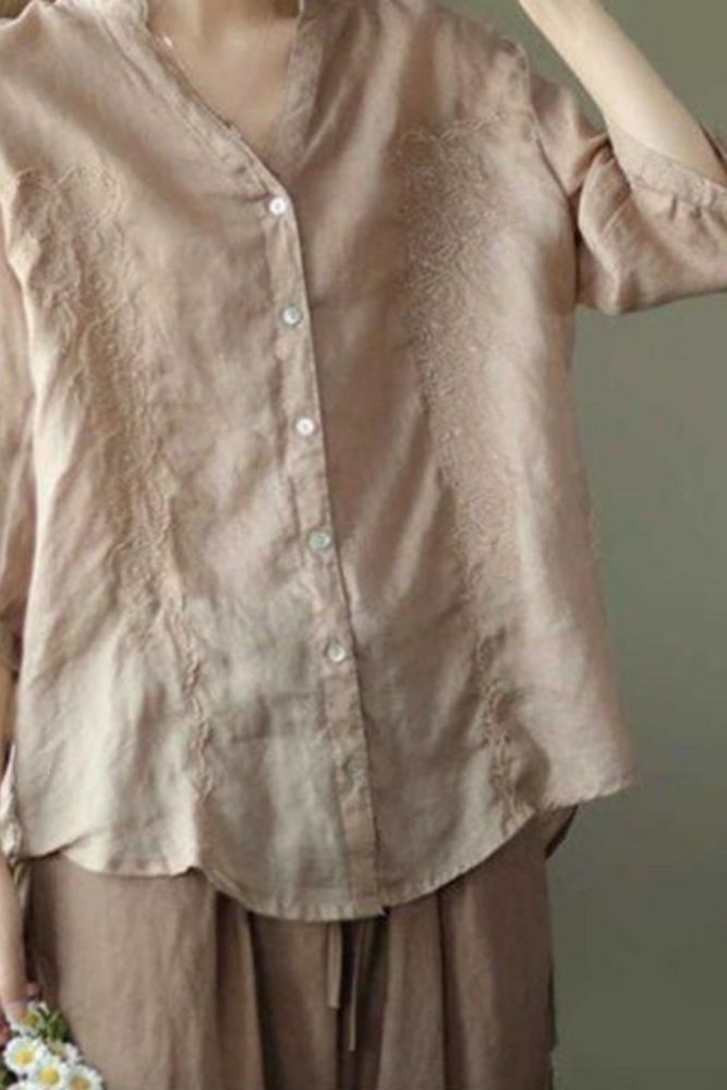 New Stylish Tunic Tops Plus Size Women Half Sleeve Summer Blouses  Solid Cotton Linen Tops Casual Loose Blusas Femme Large Size