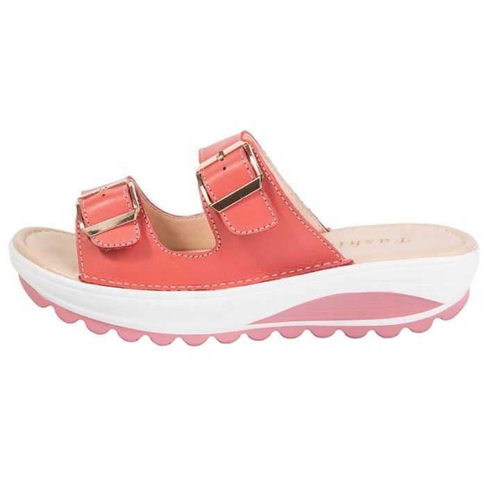 Platform Wedges Slippers Women Summer 2021 Outdoor Indoor Open Toe Casual Comfortable Beach Ladies Sandals Slip On Size Large