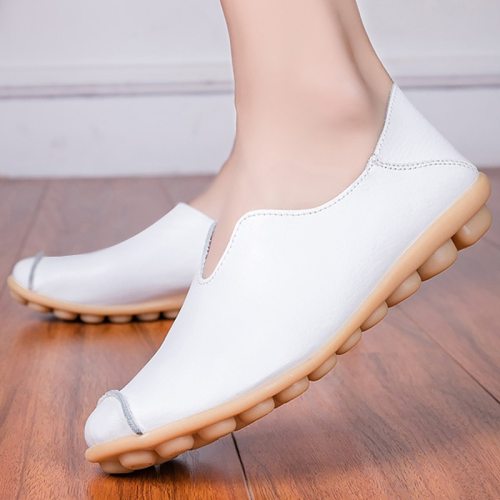 Women shoes summer big size 35-43 2021 fashion blue flats slip-on loafers square toe metal decoration leather ballet flats
