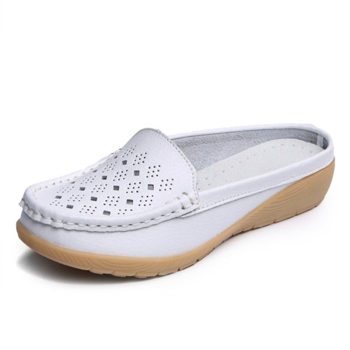 New Arrival Solid Women Summer Slippers Flip Flops Genuine Leather Flat Slippers Ladies Slip On Flats Clogs Shoes Woman