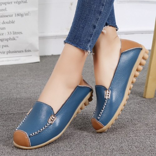 Large Size Single Shoes Leather Mom Shoes Shoes Flat Bottom Leisure Comfortable Women's Shoes, 35-44 Sizes CQY-B3592