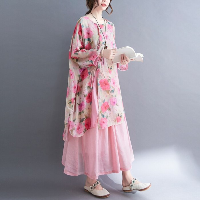 Loose Floral Elegant Women Summer One Piece Maxi Dress