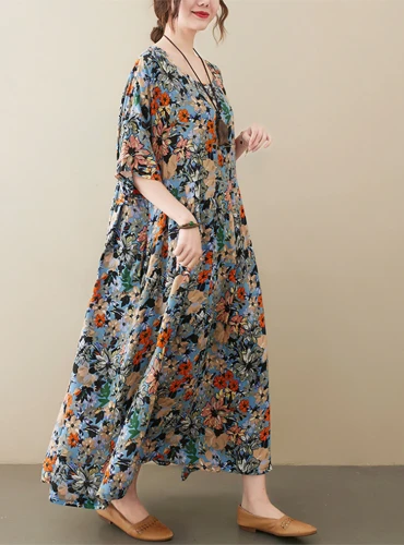 Oversize Women Print Maxi Dress