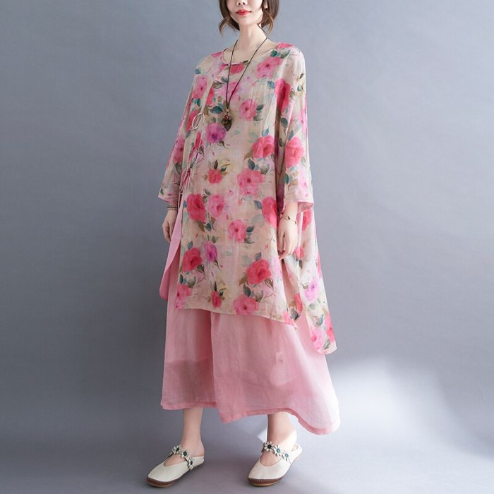 Loose Floral Elegant Women Summer One Piece Maxi Dress