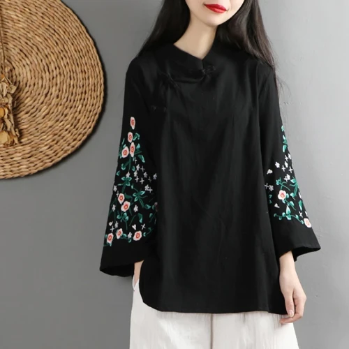 Women Embroidery Casual Tops