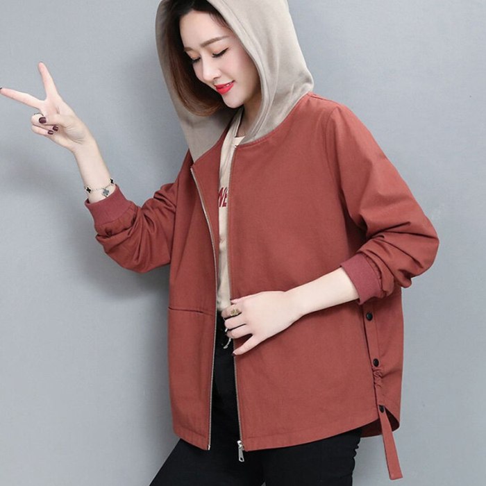 Vintage Loose Short Hooded Jackets Women Fashion 2021 Fashion Casual Printing Coat female Korean style Autumn outwear tops
