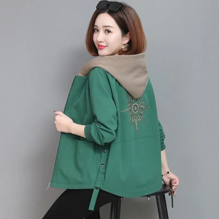 Vintage Loose Short Hooded Jackets Women Fashion 2021 Fashion Casual Printing Coat female Korean style Autumn outwear tops