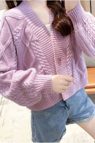 Knit Cardigan Women's 2021 Spring and AutumnNew High Waist Fashion Trend All-match Short Sweater Jacket