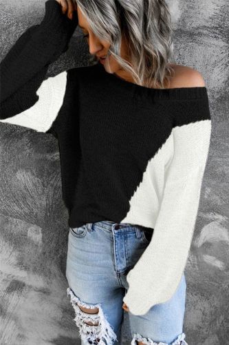 Women O Neck Loose Knitted Tops Femme Casual Long Sleeve Harajuku Sweaters 2021 Autumn Winter Patchwork Pullover Sweater Jumper
