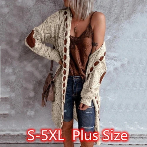 Vintage Long Style Cardigan Women Sweater Plus Size Oversized Hooded Ladies Knitted Thick Cute Girl Korean Harajuku Maxi Coat