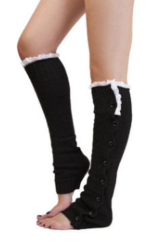 New Hot-sale Button Lace Women Leg Warmers	Knitted Winter Boots Socks Cuffs Fashion Knee High Polainas Ladies' Beenarmers