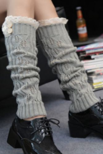 New arrival Knit Mid Leg Warmers Solid Color Crochet Thermal Boots Cuff Socks