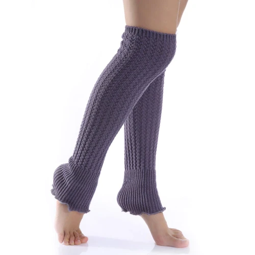 1pair Fashion Leg Warmers Woman Long Stockings Popular Hemp Flowers Knitting Step Foot Winter Warm Stocking