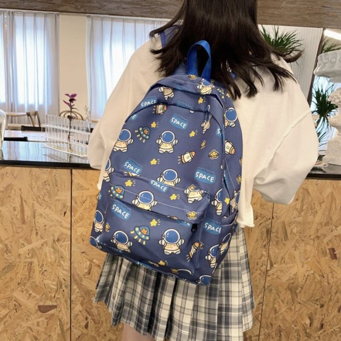 Women College style funny bear school bag bunny planet rocket spaceman girl student backpack lady cute shoulder bag