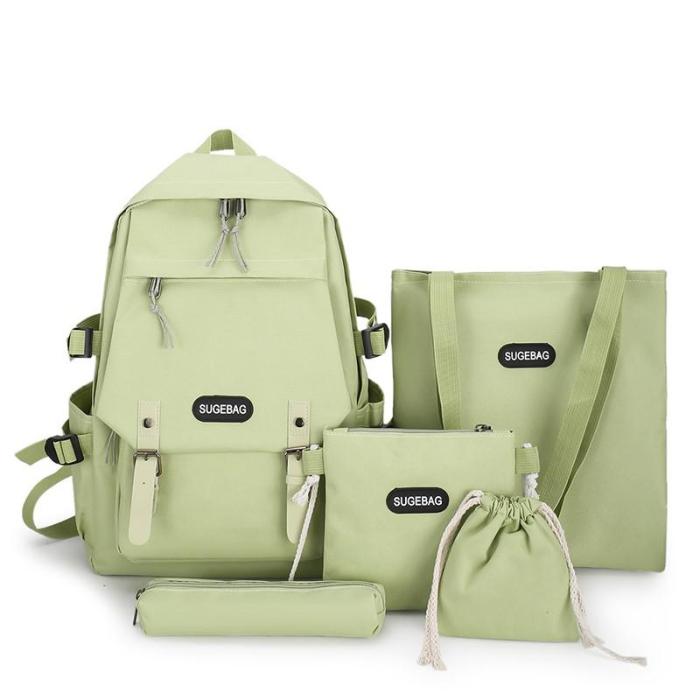 5 Piece Set Casual Backpacks New School Bags For Teenage Girls Women Backpack Canvas Travel Bookbags Teen Student Shoulder Bag
