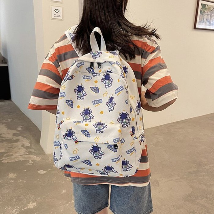 Women College style funny bear school bag bunny planet rocket spaceman girl student backpack lady cute shoulder bag