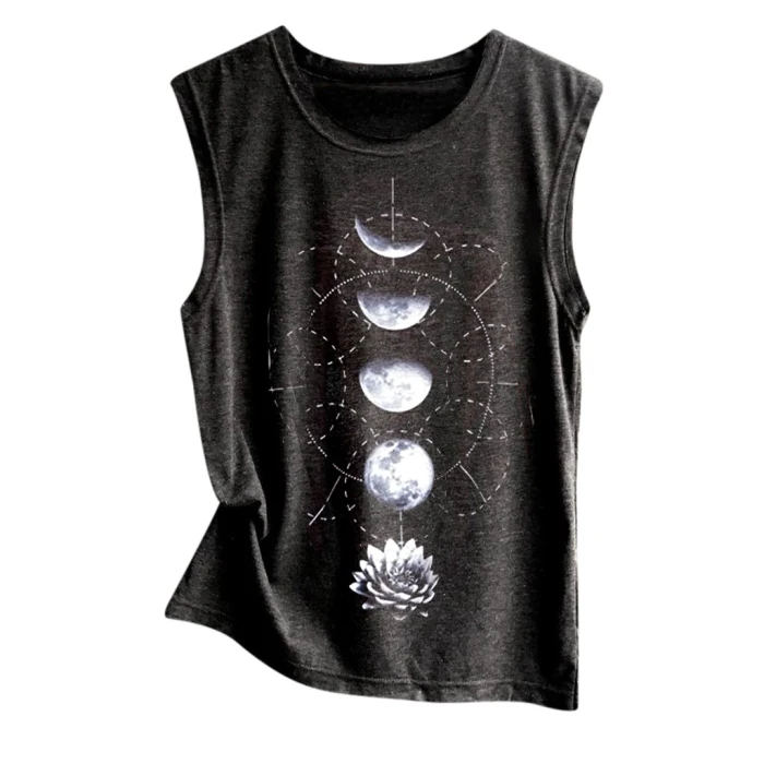 2021 New Fashion Print Vest Women Summer Sexy Casual Sleeveless Loose Tee Shirt Vest Strap Tank Top Blouse Pullover Tunic Top