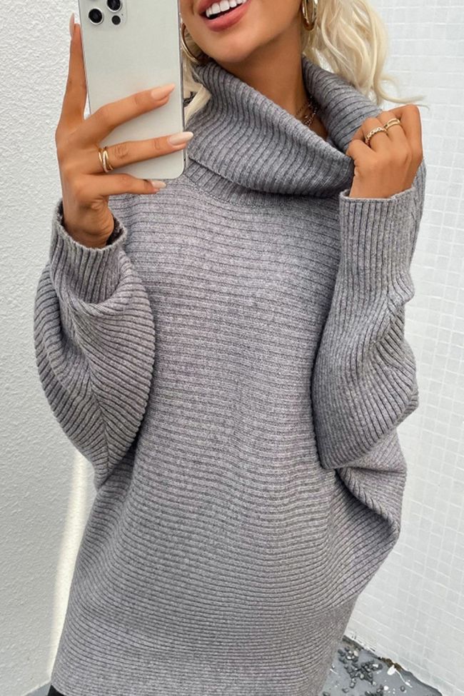 Soft Elegant knitted long Pullovers Women's sweater for Autumn 2021 winter new solid color two-lapel bat sleeve sweater jumpers