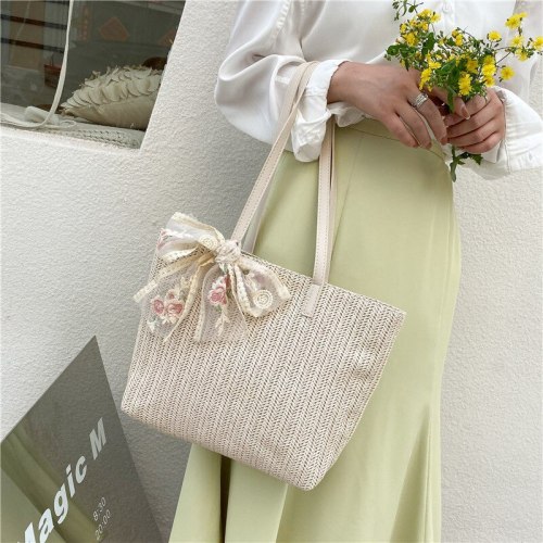 Women Straw Handbags Ladies Large Capacity Lace Shoulder Underarm Bag For 2021 Trend Beach Travel Shopping Woven Tote Bag Big