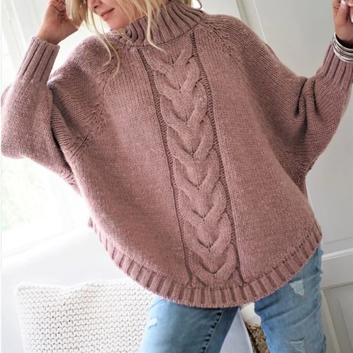 Autumn Winter New Women's Pullover Sweater Female Loose Lazy Wind Women Clothing High Collar Sweater Pull Pullover Woman Clothes
