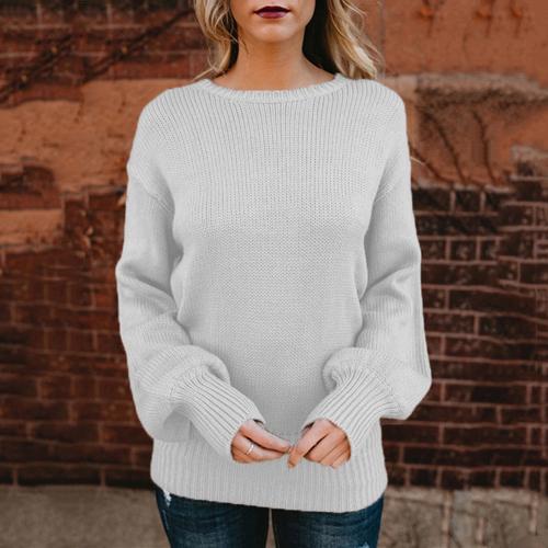Sexy Fashion Sweaters Women Autumn Solid Color O Neck Backless Back Bow Tie Open Back Knitwear Sweater Warm Loose Tops 4 Colors