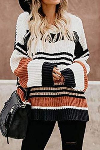 Women Knitted Sweater Pullover Long Sleeve Solid Color Warm Jumper Autumn Winter Female Soft Clothes