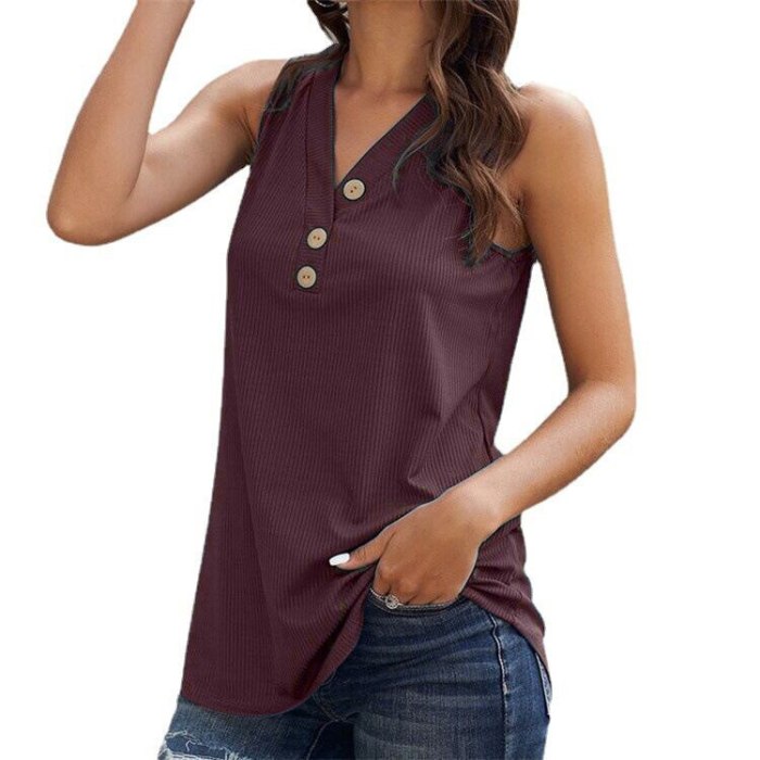 Women V-neck Pullovers Sexy Solid Casual Tank & Camis